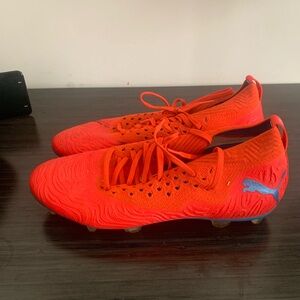 Puma Men's Athletic Shoes - Bright Orange with Blue Accents